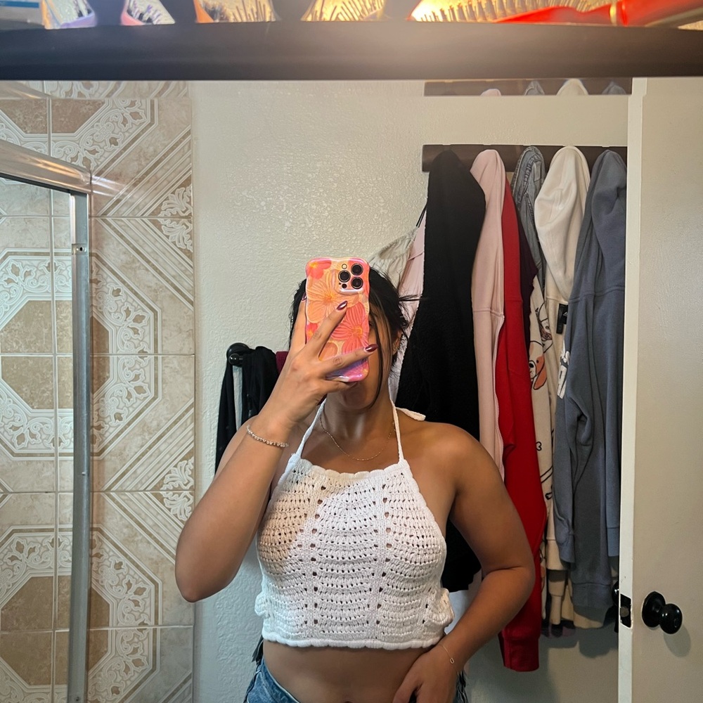 Cotton On White Crochet Halter Top